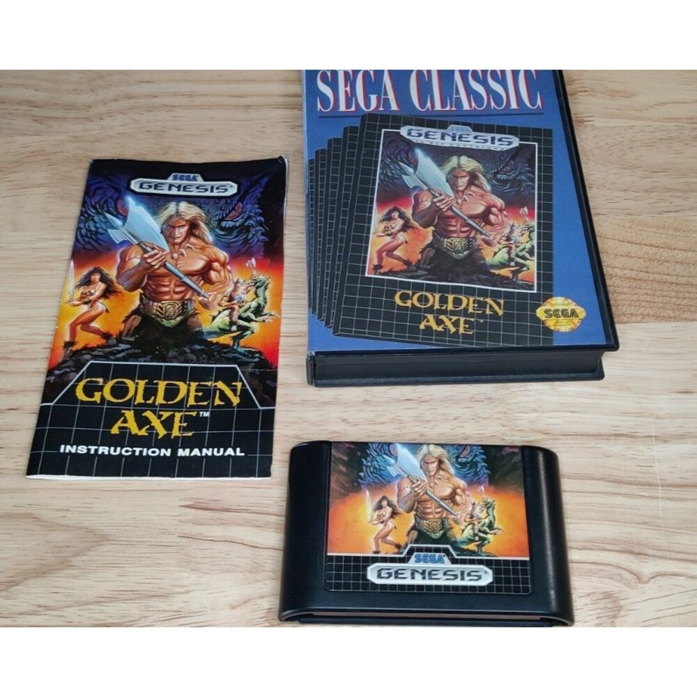 Golden Axe Sega Genesis Game CIB Complete In Box Black Grid Case Authentic Vtg